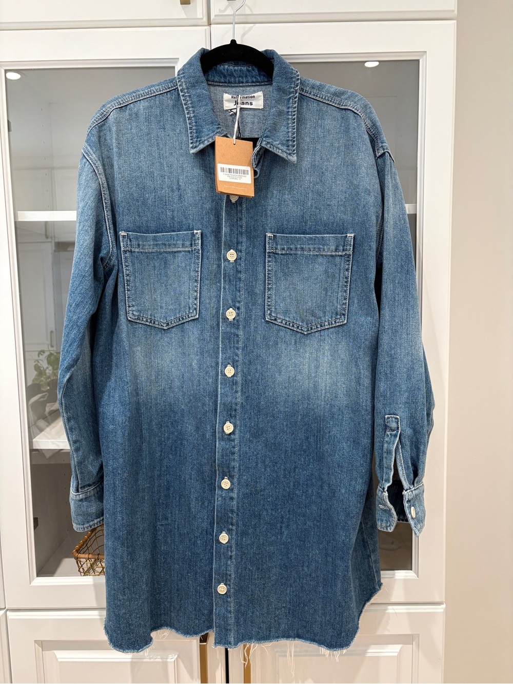 REFORMATION LIGHT BLUE DENIM 'EDIE' SHIRT DRESS SIZE 6 NWT